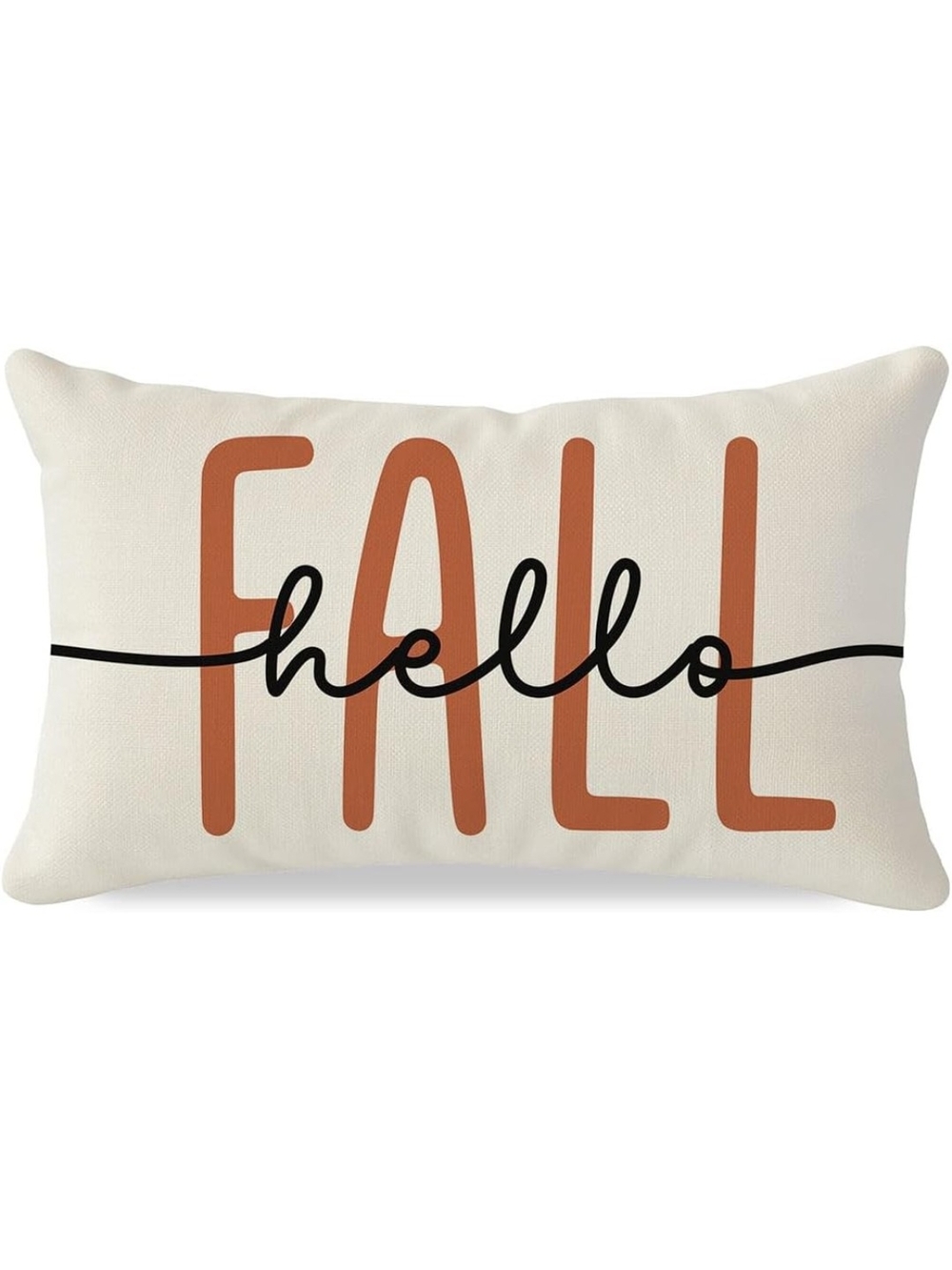 Hello Fall Lumbar Pillow - Cream and Rust